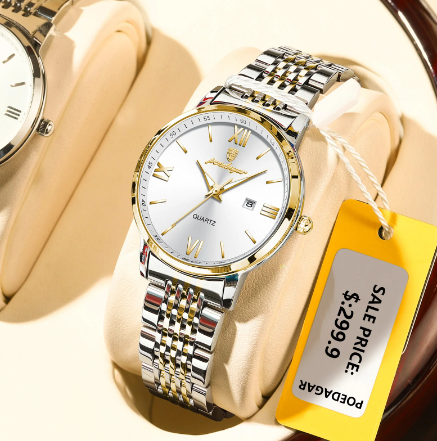 Poe dagar Damen Armbanduhr Luxus wasserdichte leuchtende Datum Gold Uhr für Frauen Kleid Edelstahl Quarz Damen uhren Box